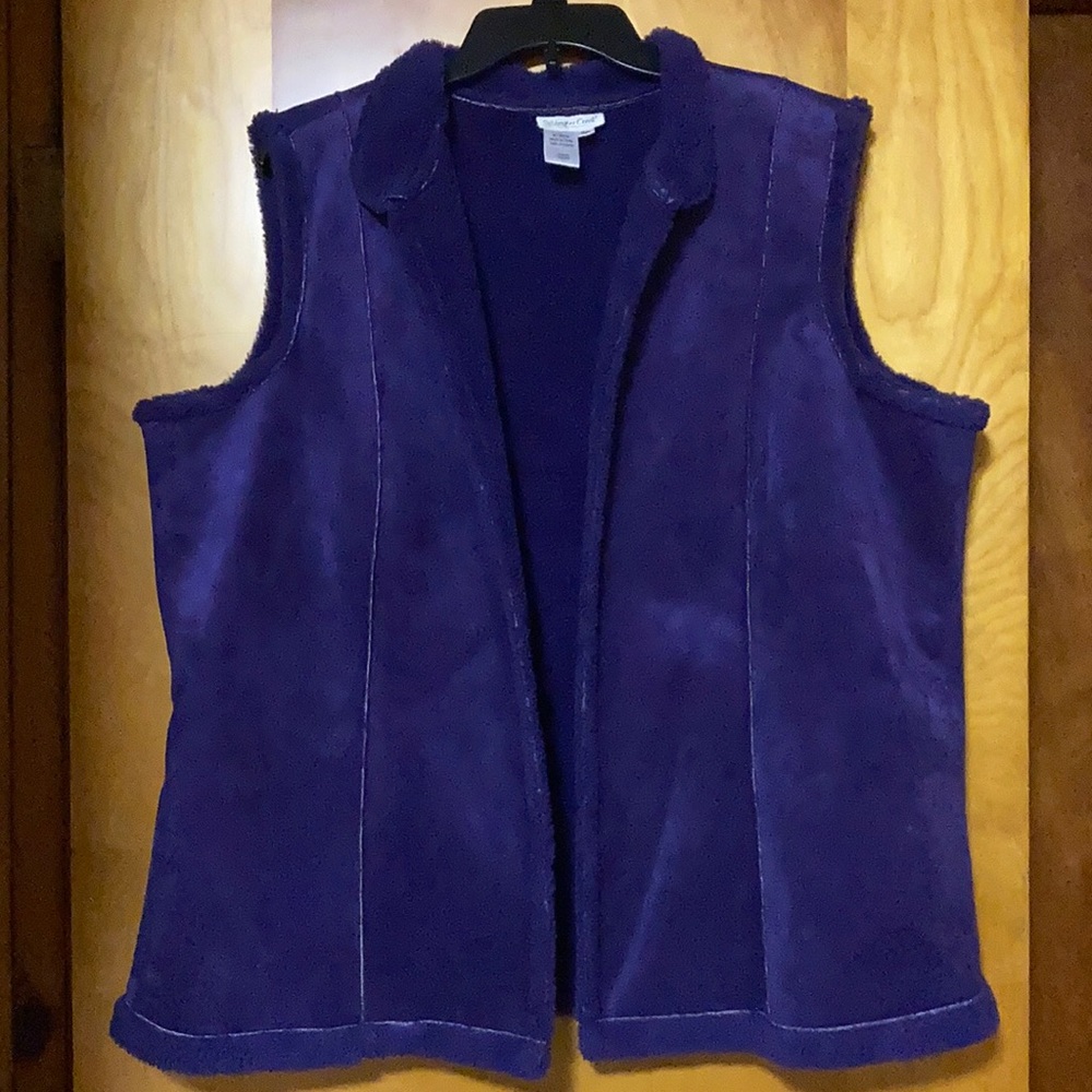 Like New Coldwater Creek Sherpa lined Faux Suede Vest - Picture 1 of 5